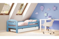 Łóżko dziecięce drewniane Wiola niebieskie łóżko dziecięce
