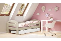 Łóżko dziecięce drewniane Wiola łóżko w kolorze wanili