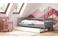 Łóżko dziecięce drewniane wysuwane Ola II szare łóżko