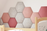 Łóżko dziecięce drewniane z tablicą suchościeralną Amely 80x190 Certyfikat - różowy - Wyprzedaż panele tapicerowane plastry miodu