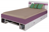Łóżko młodzieżowe Next NX18 - 120x200 - sosna bielona / viola komfortowe łóżko młodzieżowe