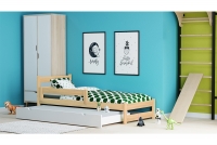 Łóżko dziecięce parterowe wysuwane Ola  drewniane łóżko