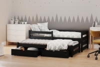 Łóżko dziecięce parterowe wysuwane Alis - czarny, 90x200 Łóżko parterowe wysuwane Alis - Kolor Czarny - aranżacja