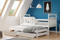 Łóżko dziecięce parterowe wysuwane Amely - biały, 80x160 Łóżko dziecięce parterowe wyjazdowe Amely - kolor biały - aranżacja