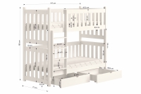 Łóżko dziecięce piętrowe Swen - biały, 70x140 Łóżko piętrowe Swen - wymiary