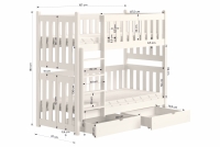 Łóżko dziecięce piętrowe Swen - biały, 80x180 Łóżko piętrowe Swen - wymiary