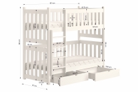 Łóżko dziecięce piętrowe Swen - szary, 90x180 Łóżko piętrowe Swen - wymiary
