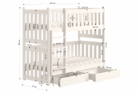 Łóżko dziecięce piętrowe Swen - szary, 90x200 Łóżko piętrowe Swen - wymiary