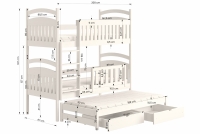Łóżko dziecięce piętrowe wysuwane 3 os. Amely - biały, 90x200 Łóżko dziecięce piętrowe wysuwane 3 os. Amely - wymiary