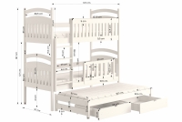 Łóżko dziecięce piętrowe wysuwane 3 os. Amely - czarny, 90x190 Łóżko dziecięce piętrowe wysuwane 3 os. Amely - wymiary