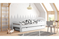 Łóżko dziecięce Wiki parterowe wysuwane białe łóżeczko z materacem dla rodzica