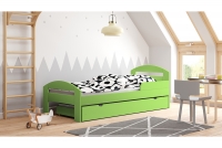 Łóżko dziecięce Wiki parterowe wysuwane zielone łóżko z szufladą