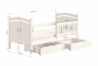 Łóżko dziecięce z tablicą suchościeralną Amely - biały, 80x160 Łóżko dziecięce z tablicą suchościeralną Amely - wymiary