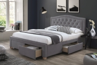Łóżko tapicerowane Electra Velvet 160x200 - szary / dąb szare łóżko tapicerowane z czterema szufladami
