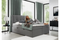 Łóżko kontynentalne z pojemnikami Gasper - 160x200  szare łóżko 160x200 do sypialni z wysokim wezgłowiem 
