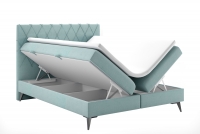 Łóżko kontynentalne z pojemnikami Palawio - 140x200 tapicerowane łóżko do sypialni z dwoma pojemnikami na pościel 