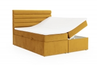Łóżko kontynentalne z pojemnikami Riminis - 140x200 żółte łóżko do sypailni z pojemnikiem