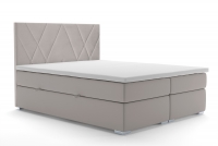 Łóżko kontynentalne z pojemnikami Nelso - 140x200 beżowe łóżko tapicerowane 