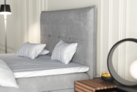 Łóżko kontynentalne z pojemnikami Ethan - 140x200 łóżko z wysokim wezgłowiem 