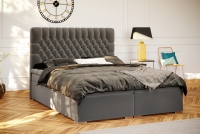 Łóżko kontynentalne z pojemnikami Gaja 140x200 szare łóżko z pikowanym wezgłowiem 