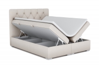 Łóżko kontynentalne z pojemnikami Izyda - 140x200 beżowe łóżko z pojemnikami na pościel 