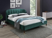 Nowoczesne łóżko Liguria Velvet 160x200 - zielony / ciemny brąz ciemno zielone łóżko tapicerowane welurem