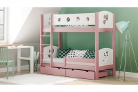 Łóżko Marcelina piętrowe z motywem serc różowe łóżko piętrowe