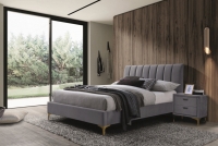 Łóżko tapicerowane Mirage Velvet 160x200 - szary / złoty szare tapicerowane łóżko