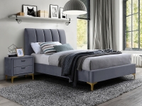 Łóżko tapicerowane Mirage Velvet 90x200 - szary / złoty młodzieżowe łóżko tapicerowane