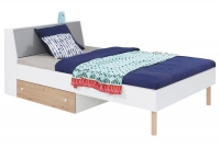 Łóżko młodzieżowe Faro FR14 - 90x200 - biały lux / dąb artisan / szary łóżko młodzieżowe