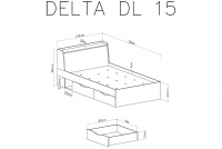 Łóżko młodzieżowe Delta DL15 L/P z szufladami 120x200 - dąb / antracyt Łóżko młodzieżowe 120x200 Delta DL15 L/P - dąb / antracyt - wymiary