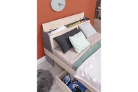 Łóżko młodzieżowe Delta DL15 L/P z szufladami 120x200 - dąb / antracyt łóżko młodziezowe z szufladami