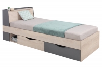 Łóżko młodzieżowe Delta DL14 L/P z szufladami 90x200 - dąb / antracyt łóżko młodzieżowe