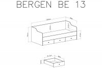 Łóżko młodzieżowe 90x200 Bergen 13 - biały 