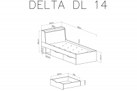 Łóżko młodzieżowe Delta DL14 L/P z szufladami 90x200 - dąb / antracyt Łóżko młodzieżowe 90x200 Delta DL14 L/P - dąb / antracyt - schemat