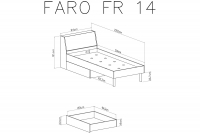 Łóżko młodzieżowe Faro FR14 - 90x200 - biały lux / dąb artisan / szary Łóżko młodzieżowe 90x200 Faro FR14 - biały lux / dąb artisan / szary - schemat