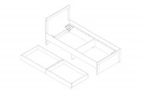 Łóżko młodzieżowe 90x200 z szufladami Alabama ABL-1 Biały mat / Szary mat 