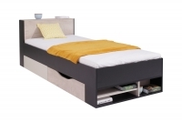 Łóżko młodzieżowe Planet 14 L/P - 90x200 - czarny / dąb / beż  łóżko z szufladami 