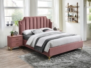 Tapicerowane łóżko Monako Velvet 160x200 - antyczny róż / złoty tapicerowane łóżko w stylu nowoczesnym