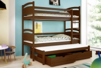 Łóżko dziecięce piętrowe wysuwane Pinoki  łóżeczko pietrowe z barierkami