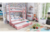 Łóżko piętrowe 4 osobowe Nati, z szufladą z funkcją spania łóżko piętrowe dla dziewczynek