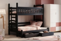 Łóżko piętrowe Amely Maxi lewostronne - czarny, 80x200/140x200 Łóżko piętrowe Amely Maxi lewostronne - czarny - aranżacja