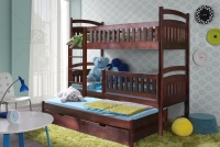 Łóżko piętrowe Amely 3-osobowe 80 x 190 Certyfikat łóżko brązowe 3-osobowe dziecięce