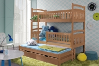 Łóżko piętrowe Amely 3-osobowe 80 x 190 Certyfikat łóżko 3-osobowe buk dziecięce