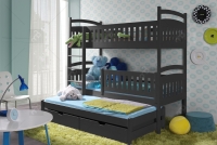 Łóżko piętrowe Amely 3-osobowe 80 x 190 Certyfikat łóżko grafitowe do pokoju dziecięcego III