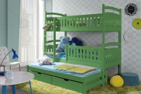 Łóżko piętrowe Amely 3-osobowe 80 x 190 Certyfikat zielone łóżko 3-osobowe