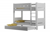 Łóżko piętrowe drewniane Feliks 3 os. łóżko białe