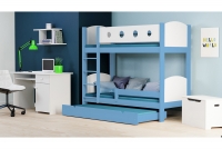 Łóżko piętrowe drewniane Feliks II 3 os. niebieskie łóżko
