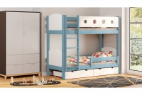 Łóżko piętrowe drewniane Feliks II niebieskie łóżko piętrowe