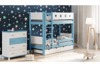 Łóżko piętrowe drewniane Feliks Łóżko piętrowe drewniane Feliks - kolor Niebieski